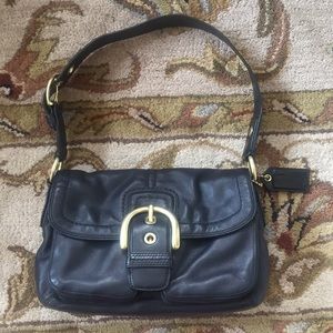 Coach Vintage Black Leather Hobo Handbag